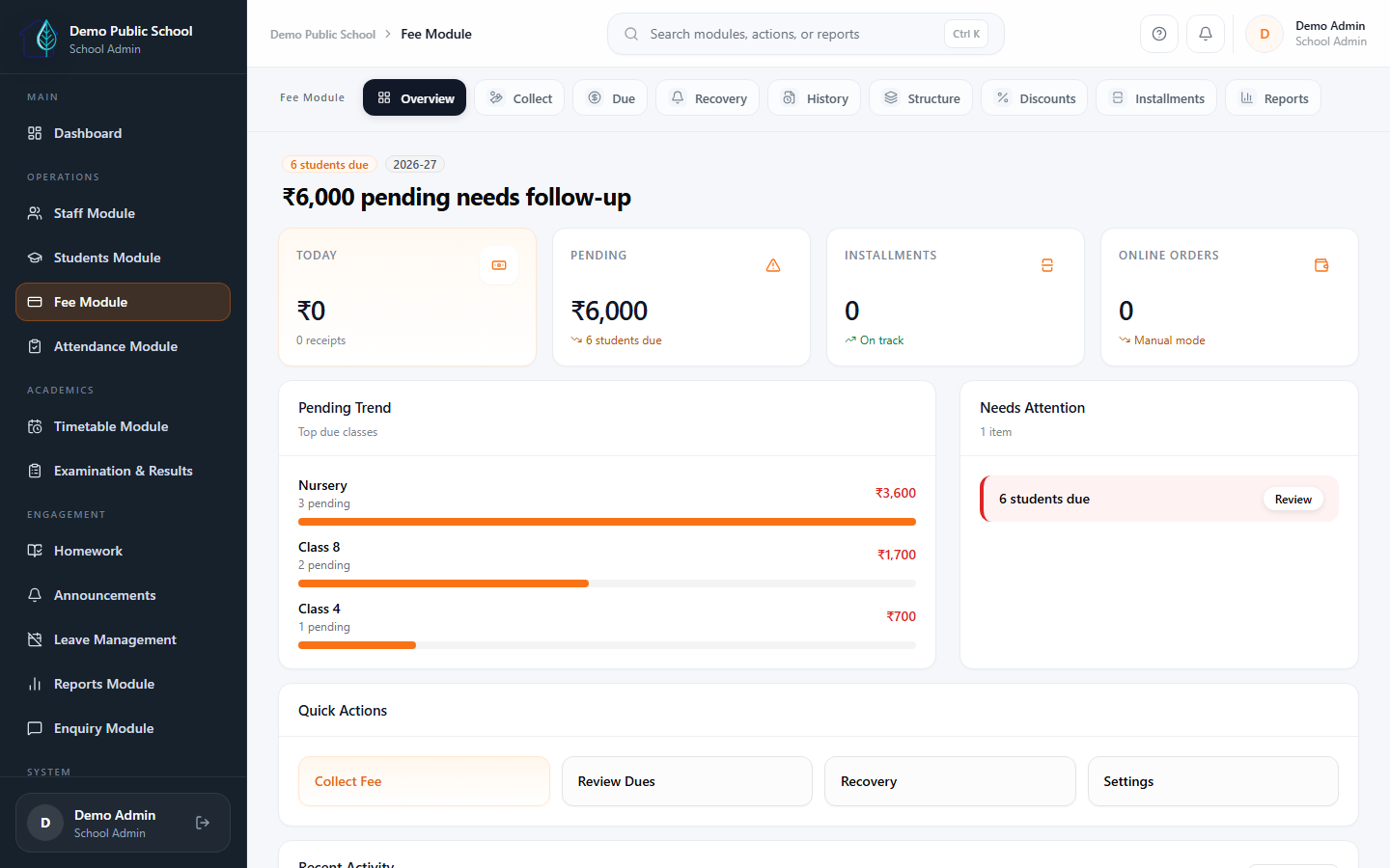 Fee Management screenshot